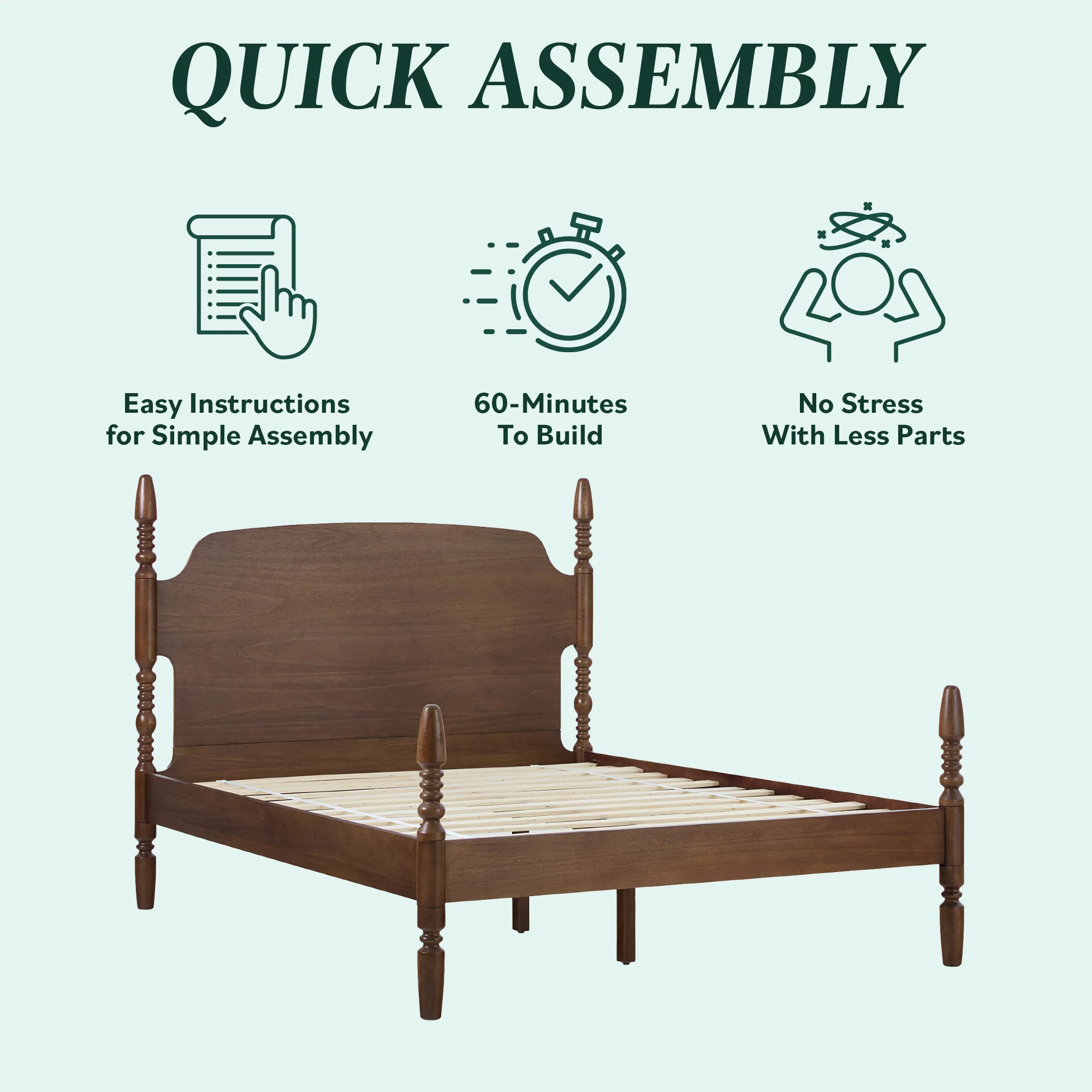 Traditional Vivienne Easy Assembly Solid Wood Bed - Image 17