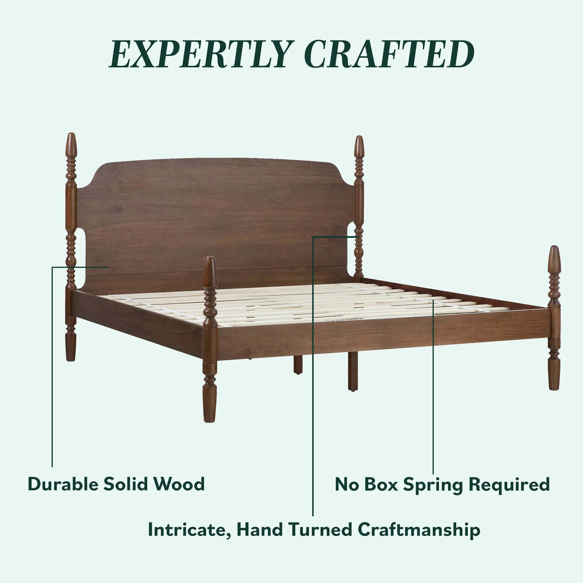 Traditional Vivienne Easy Assembly Solid Wood Bed - Image 4
