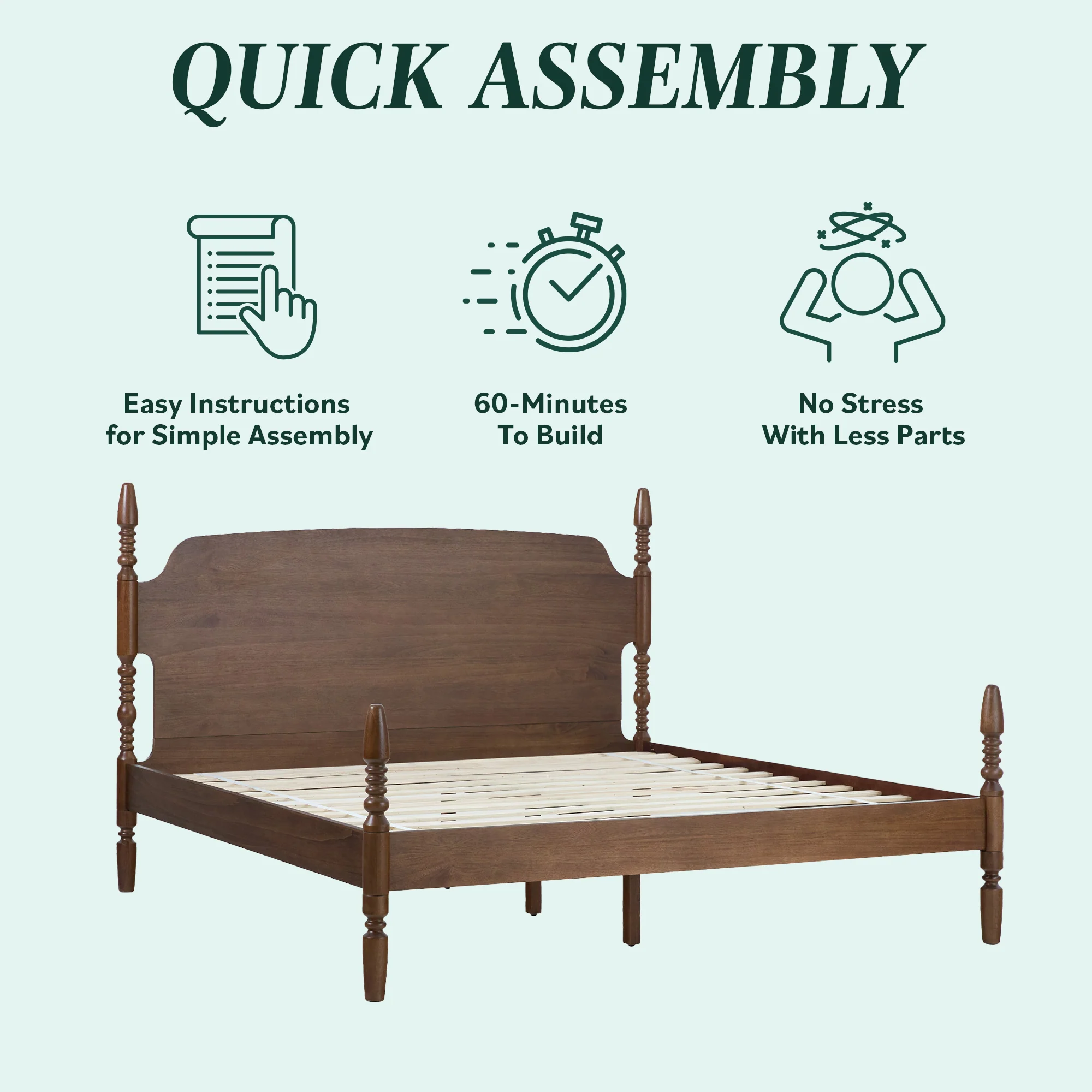 Traditional Vivienne Easy Assembly Solid Wood Bed - Image 6