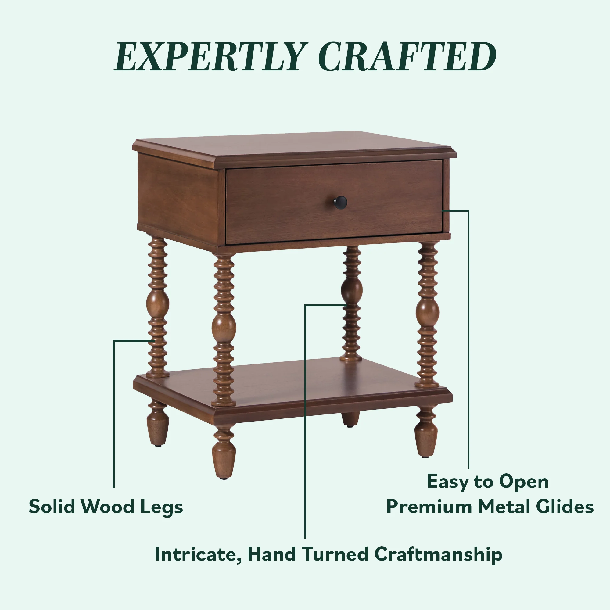 Traditional Vivienne Easy Assembly Solid Wood Nightstand - Image 23