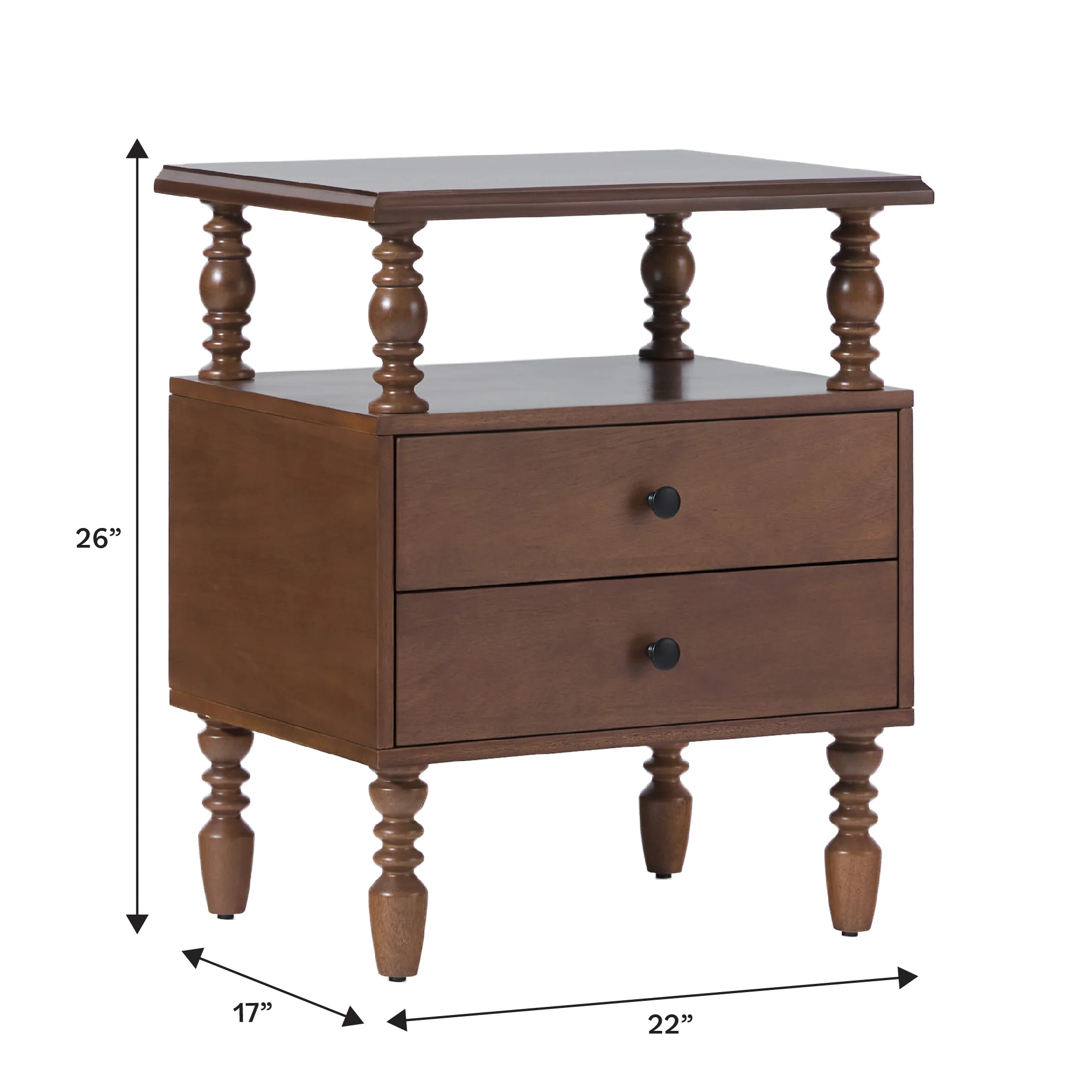 Traditional Vivienne Easy Assembly Solid Wood Nightstand - Image 4