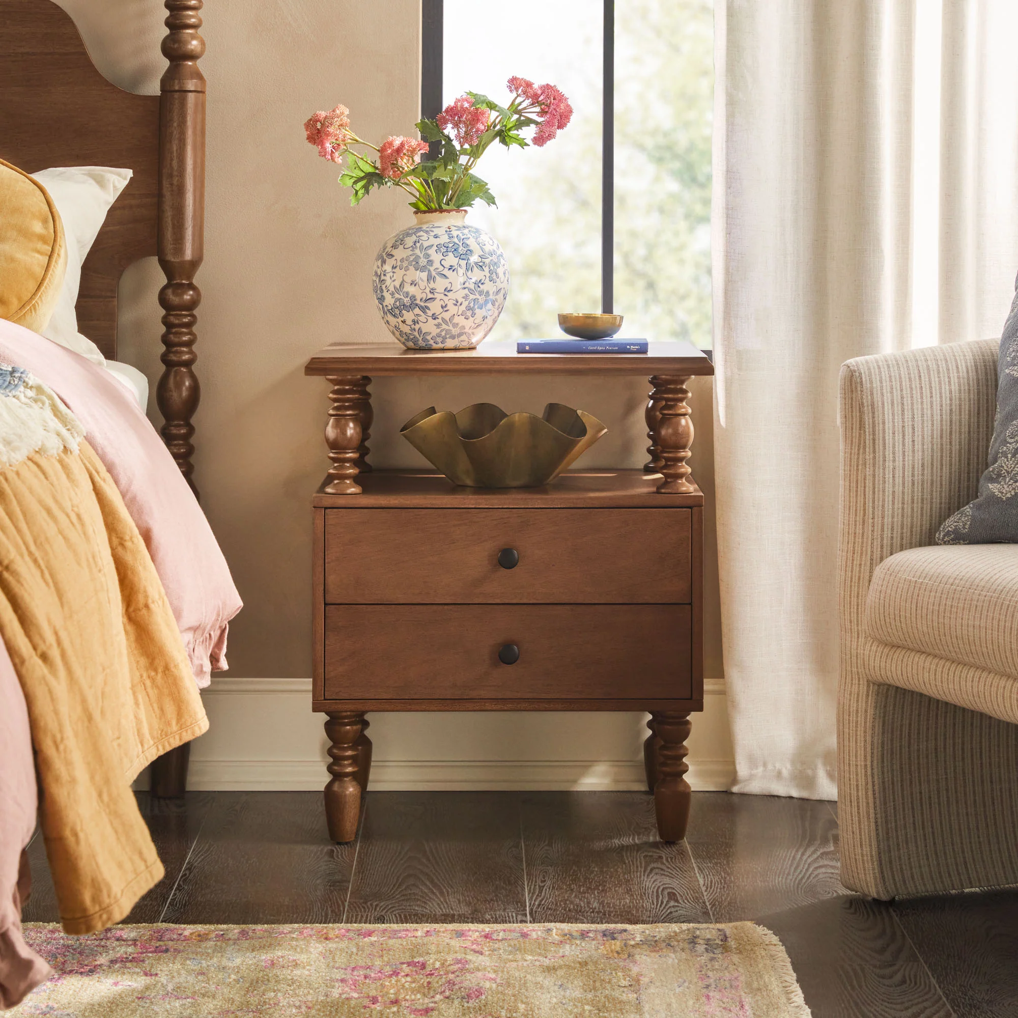 Traditional Vivienne Easy Assembly Solid Wood Nightstand - Image 8