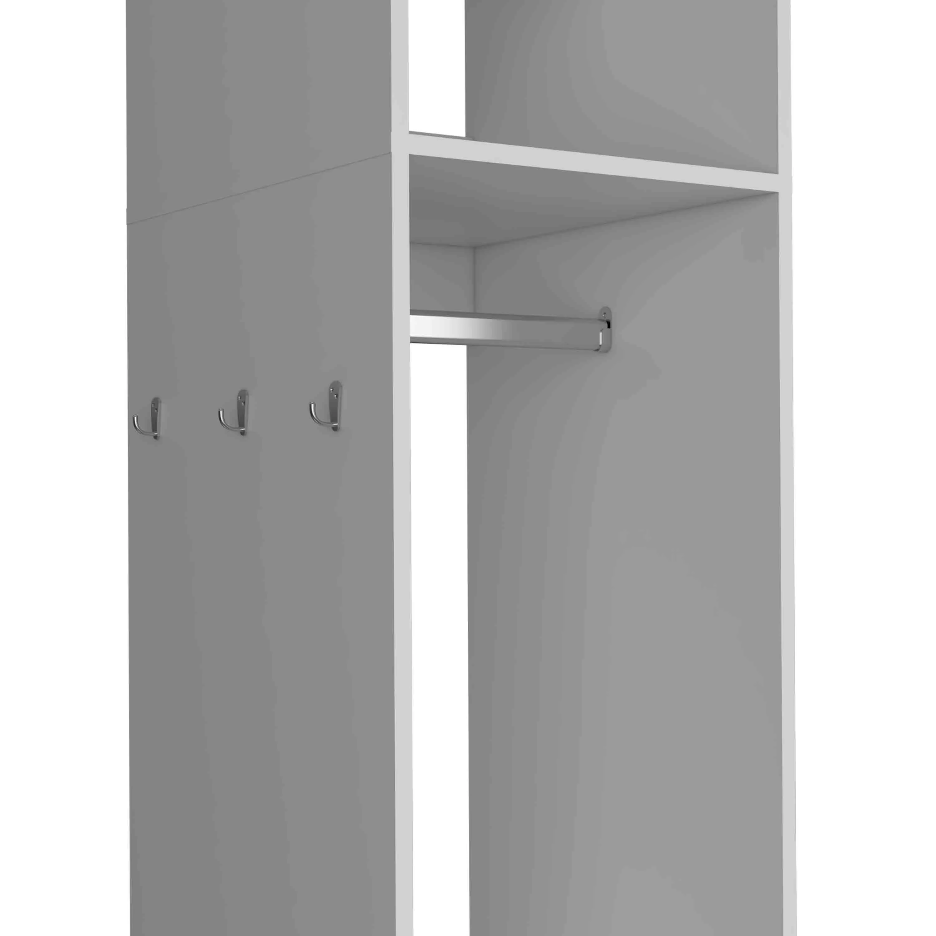 Walker Edison | White Tall Wardrobe Armoire with Mirror - Image 6