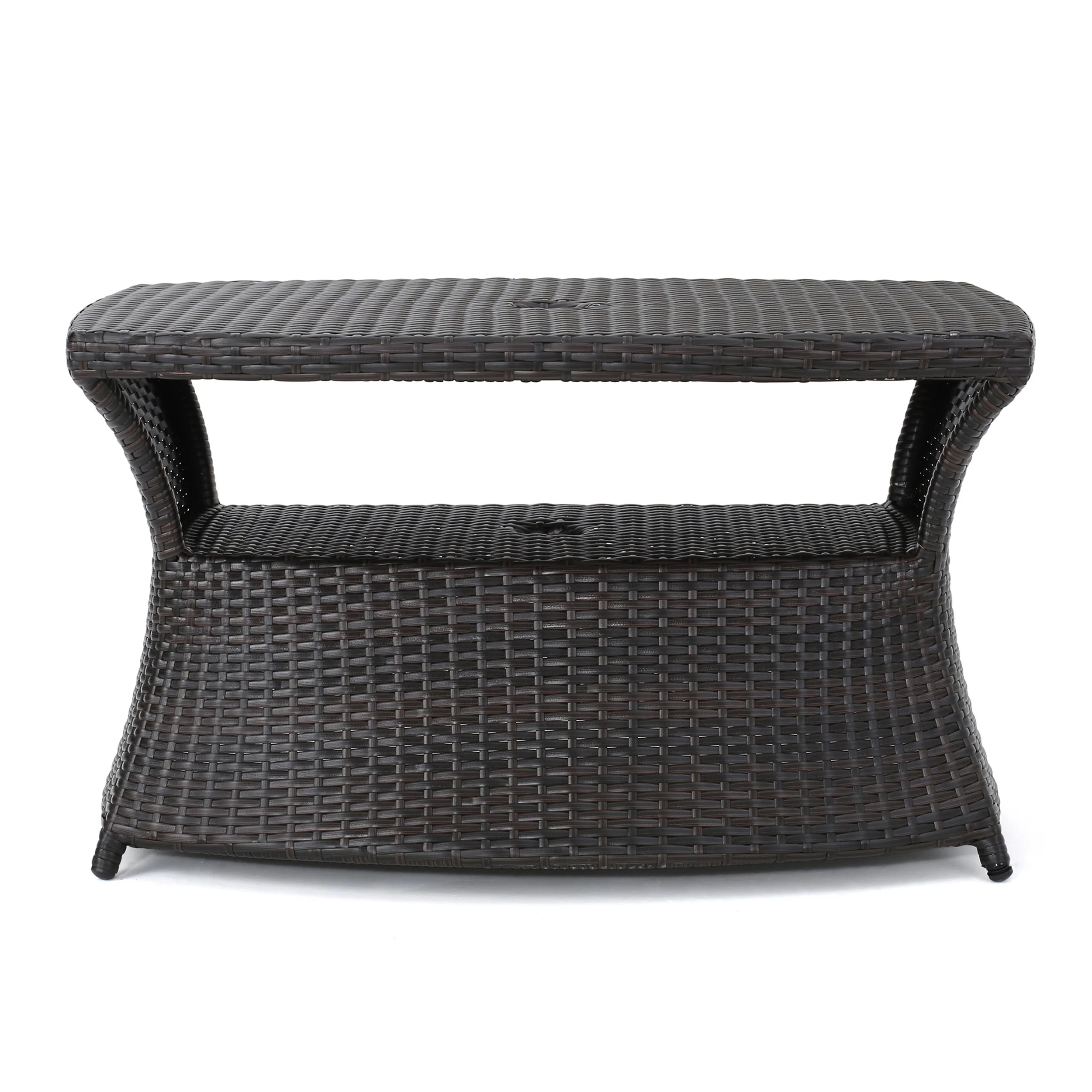 Walker Edison | Wicker Outdoor Patio Coffee Table - Image 11