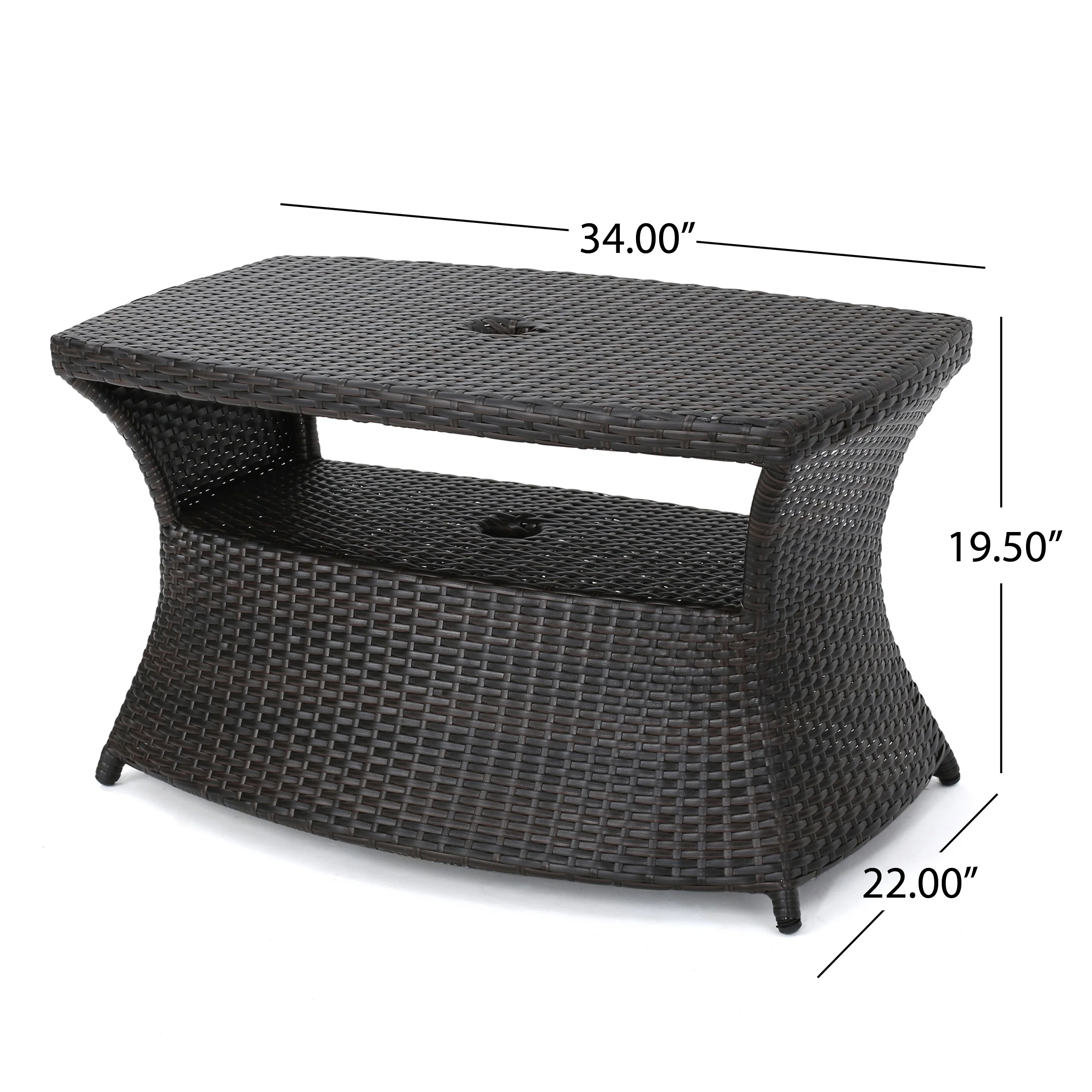 Walker Edison | Wicker Outdoor Patio Coffee Table - Image 6