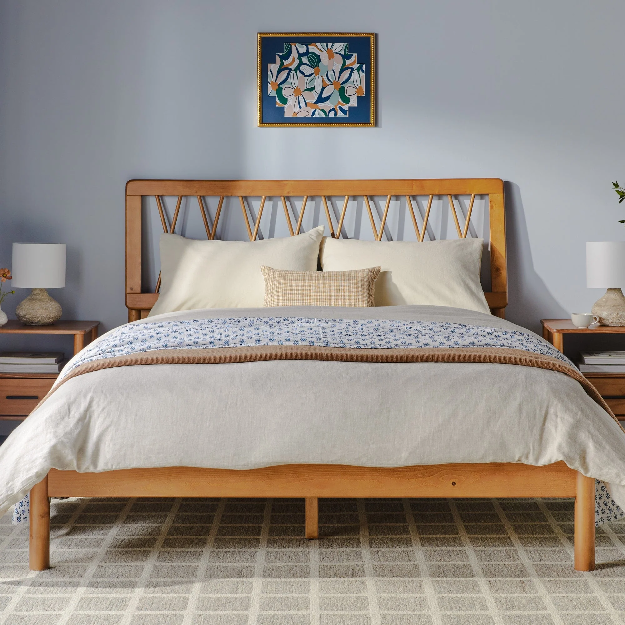 Cama X Spindle Mid-Century Modern Solid Wood Bed - Image 14