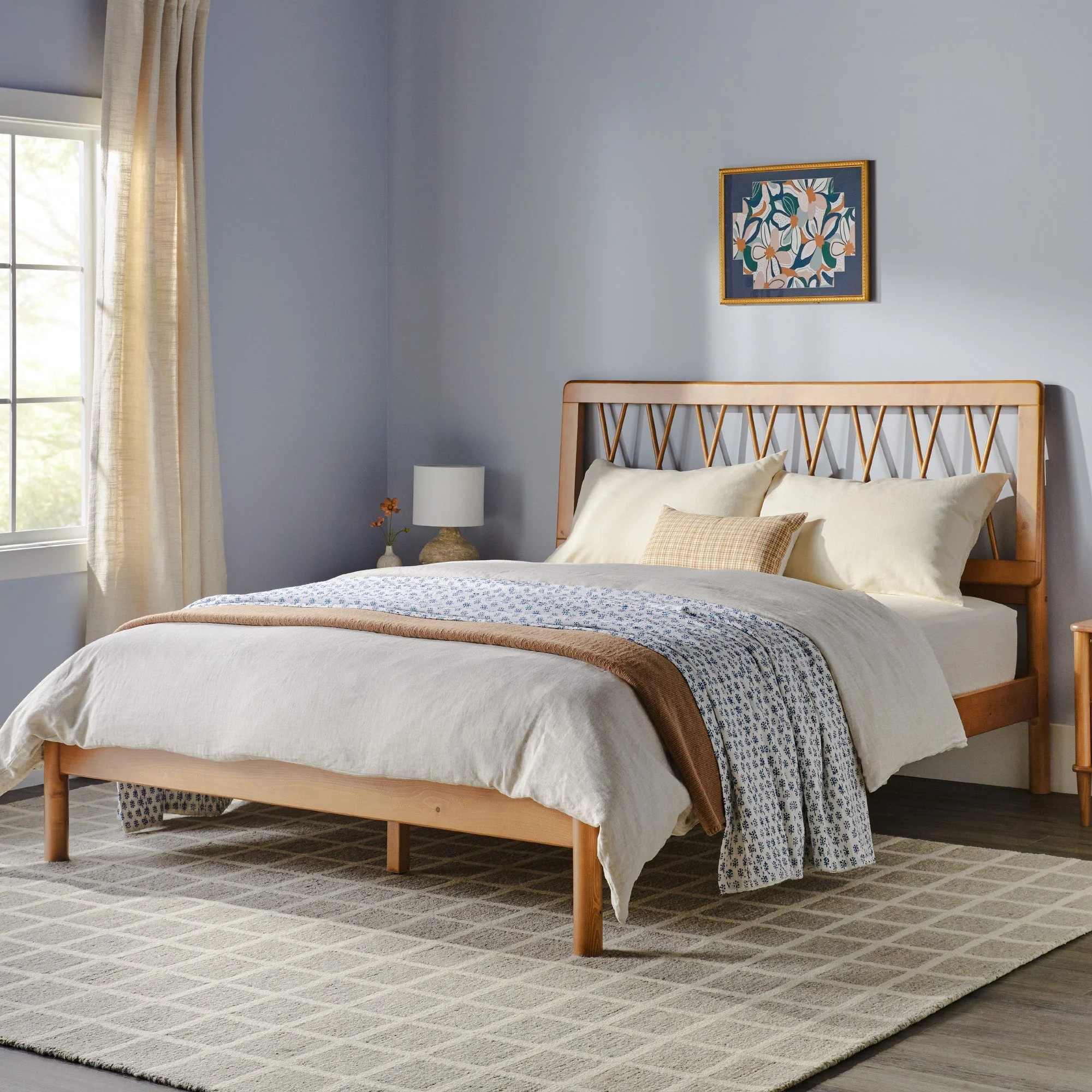 Cama X Spindle Mid-Century Modern Solid Wood Bed - Image 15