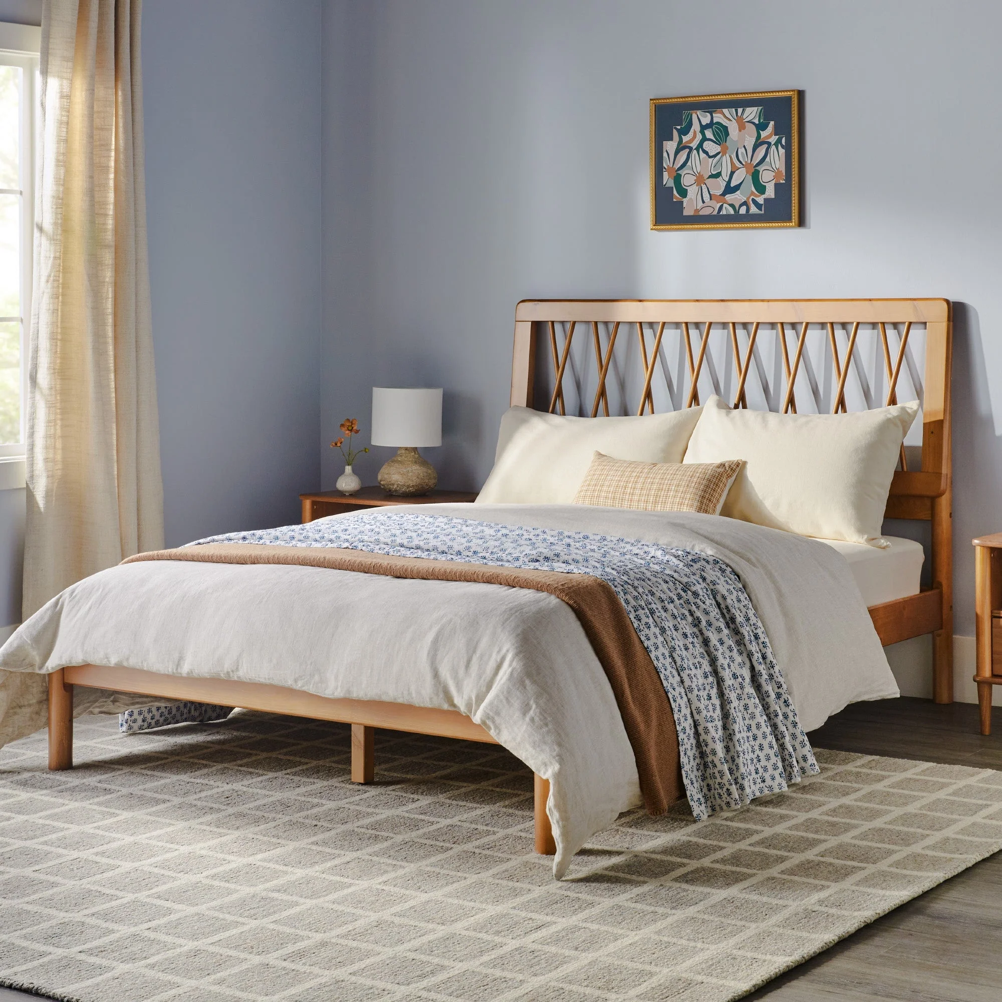 Cama X Spindle Mid-Century Modern Solid Wood Bed - Image 3