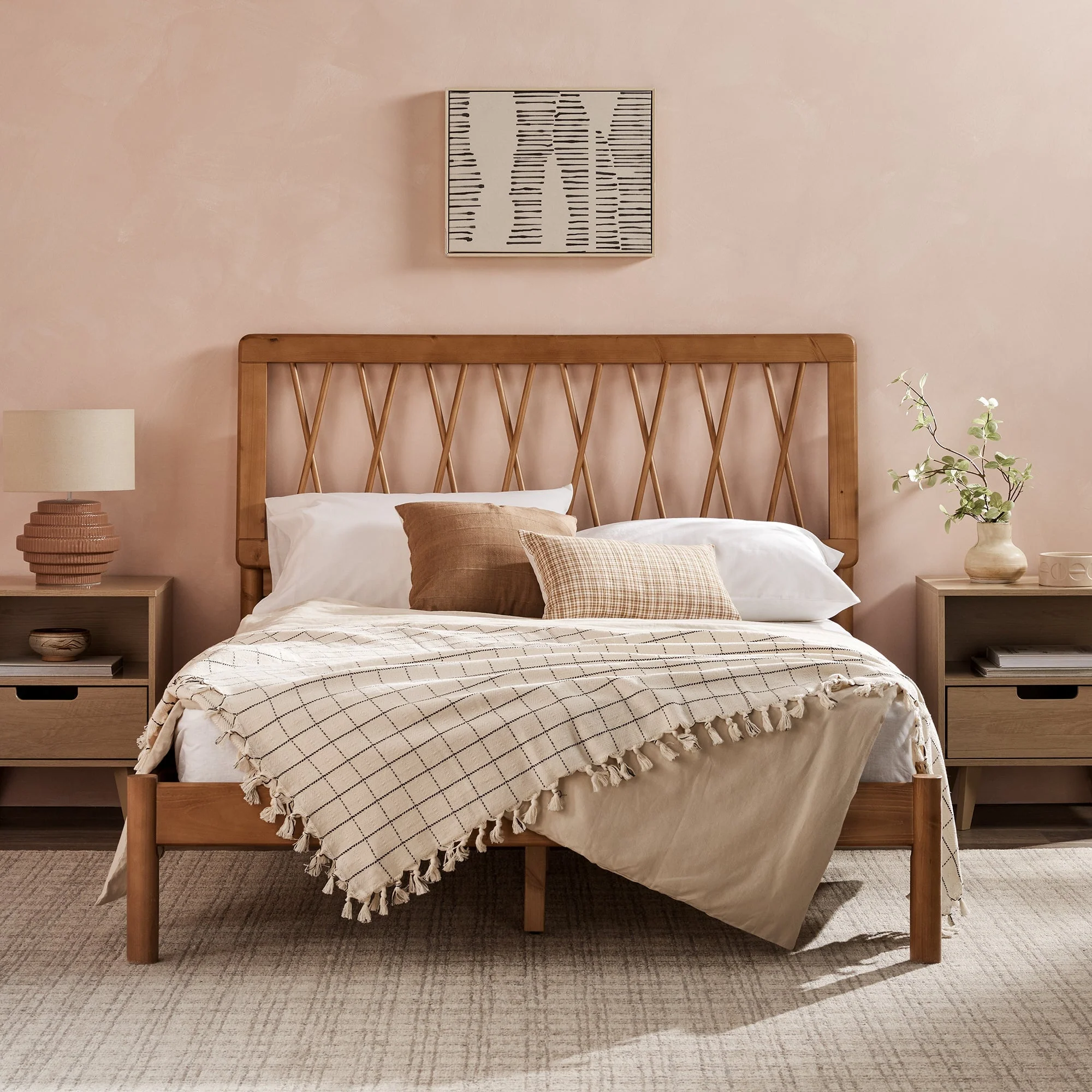 Cama X Spindle Mid-Century Modern Solid Wood Bed - Image 5
