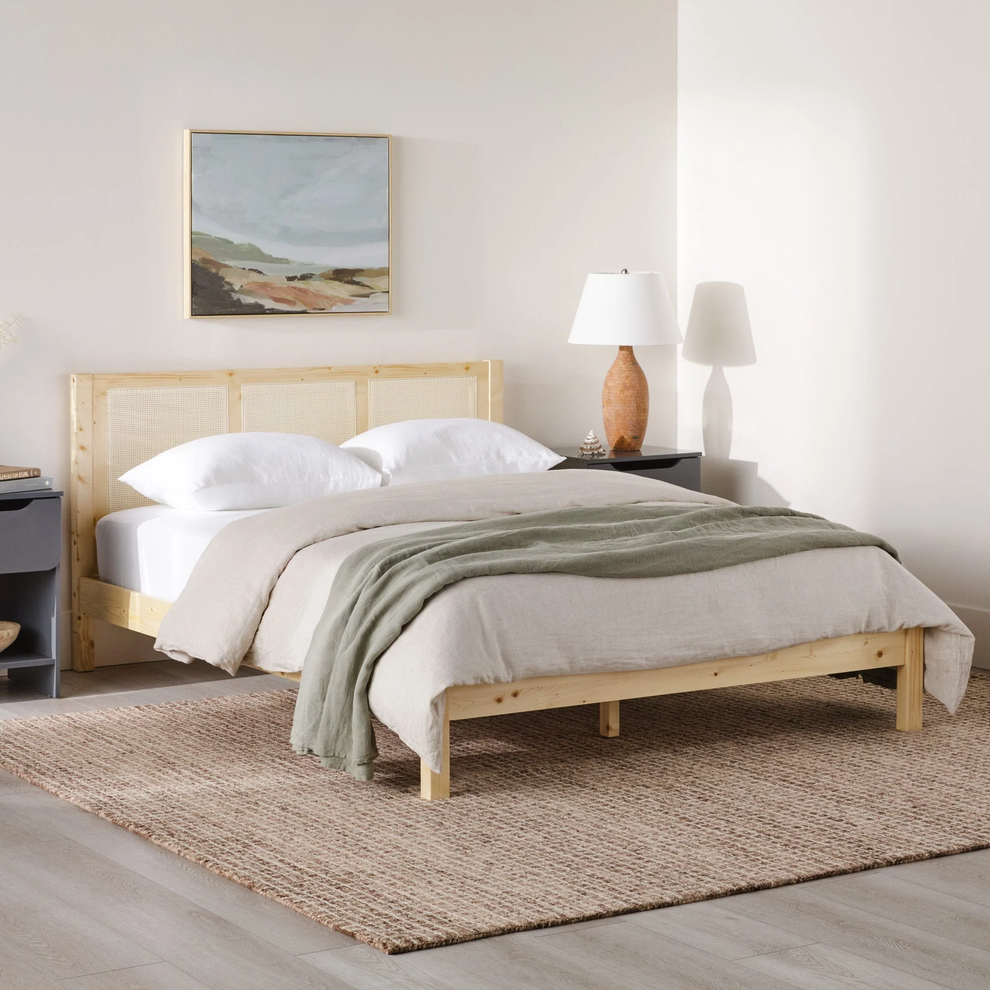 Yasmina Solid Wood Rattan Paneled Platform Bed (Queen or King) - Image 11