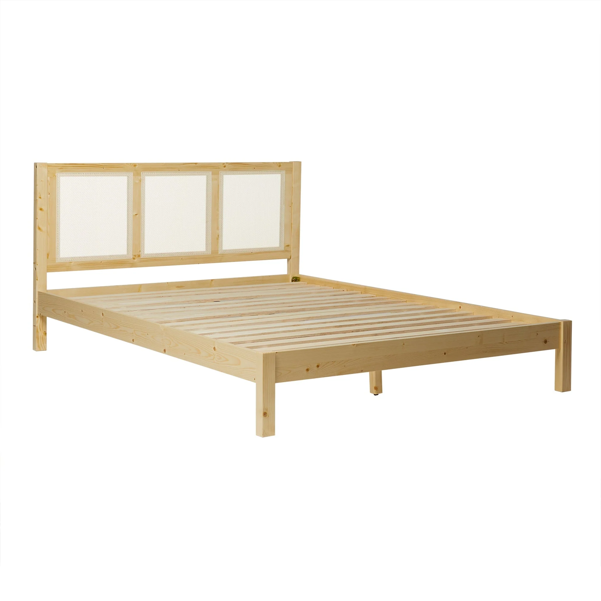 Yasmina Solid Wood Rattan Paneled Platform Bed (Queen or King) - Image 14