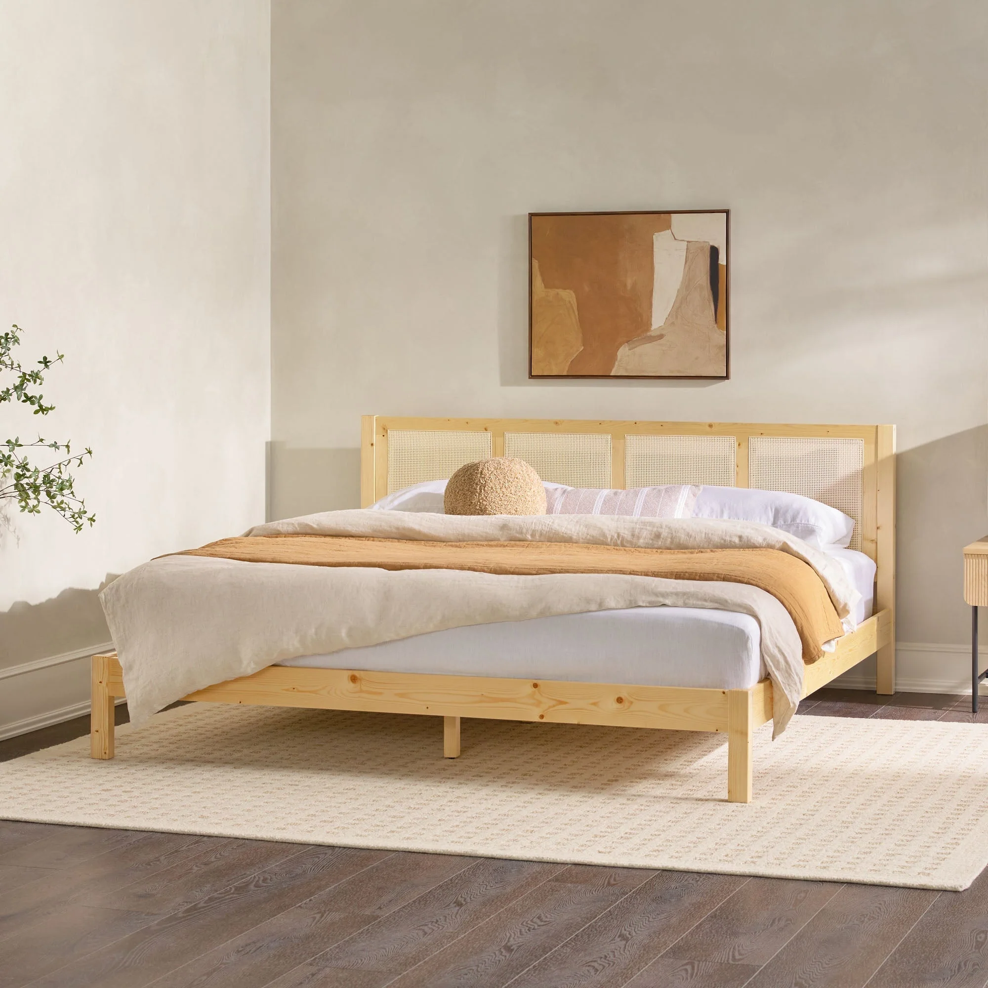 Yasmina Solid Wood Rattan Paneled Platform Bed (Queen or King) - Image 22