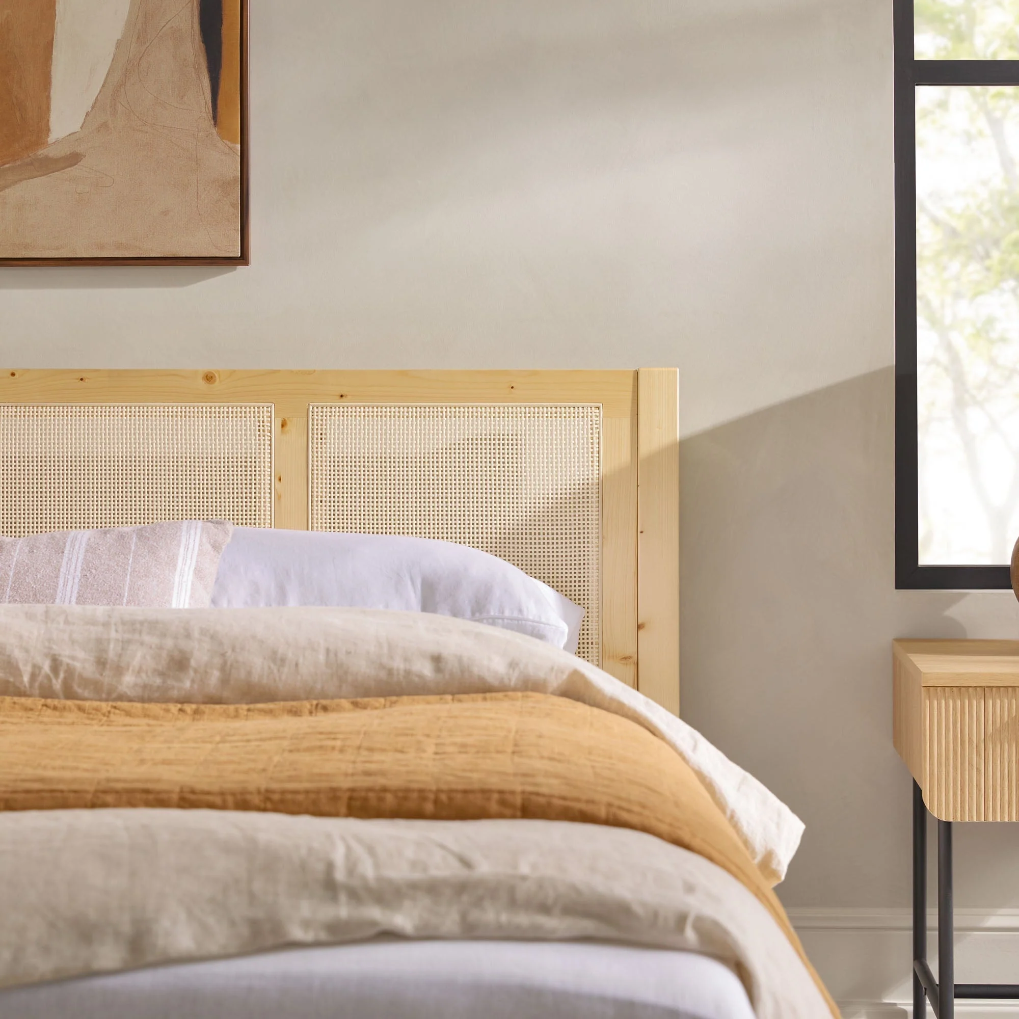 Yasmina Solid Wood Rattan Paneled Platform Bed (Queen or King) - Image 23