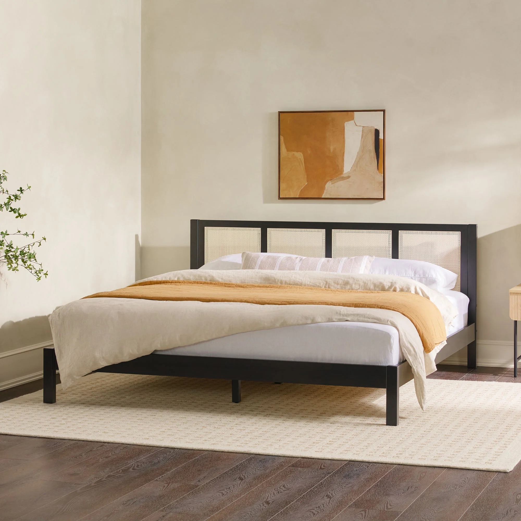 Yasmina Solid Wood Rattan Paneled Platform Bed (Queen or King) - Image 24