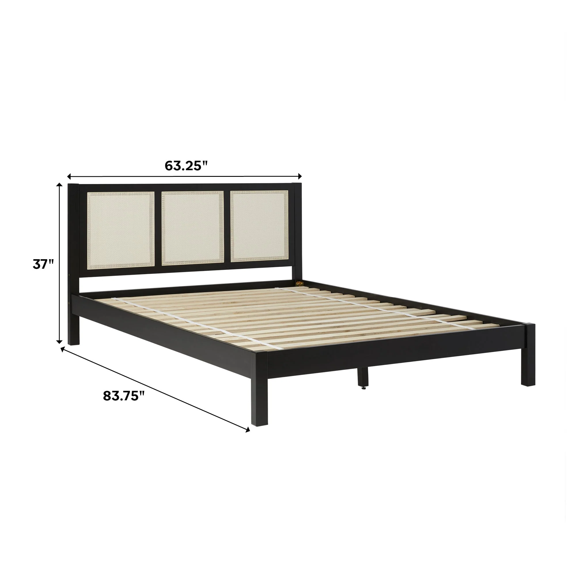 Yasmina Solid Wood Rattan Paneled Platform Bed (Queen or King) - Image 6